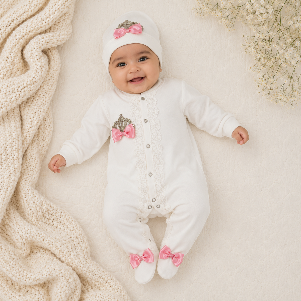 Peruvian Romper Set- Pink Crown