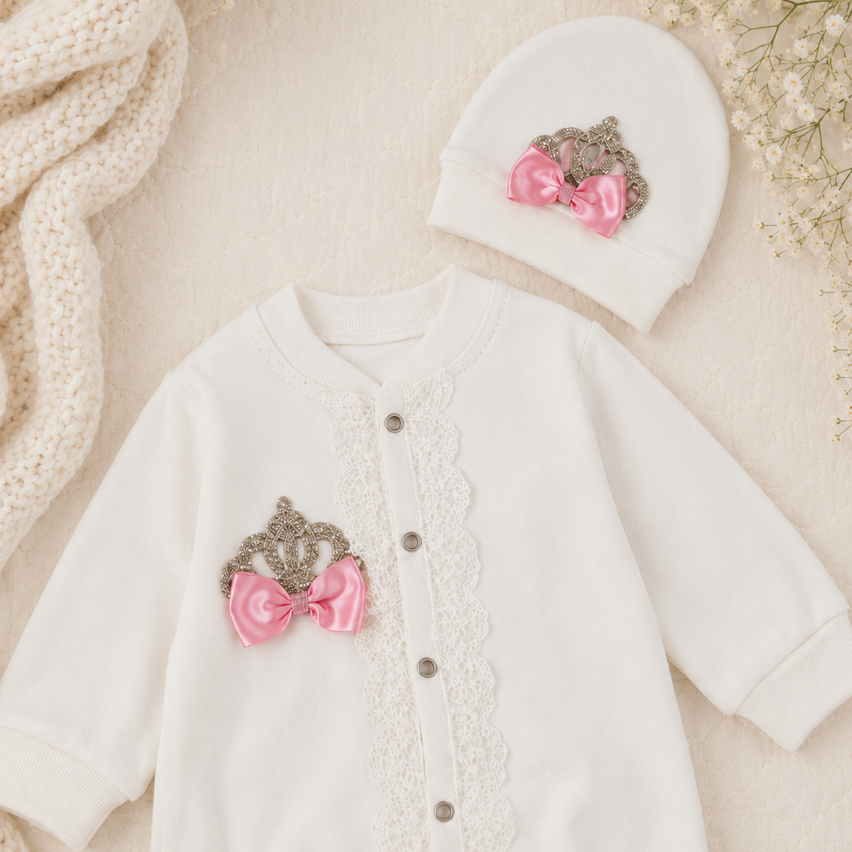Peruvian Romper Set- Pink Crown