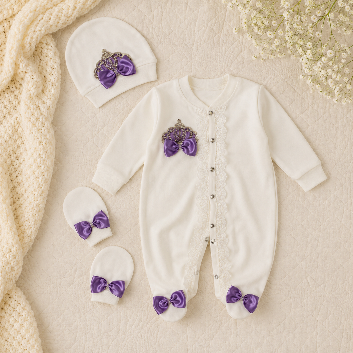 Peruvian Romper Set- Purple Crown
