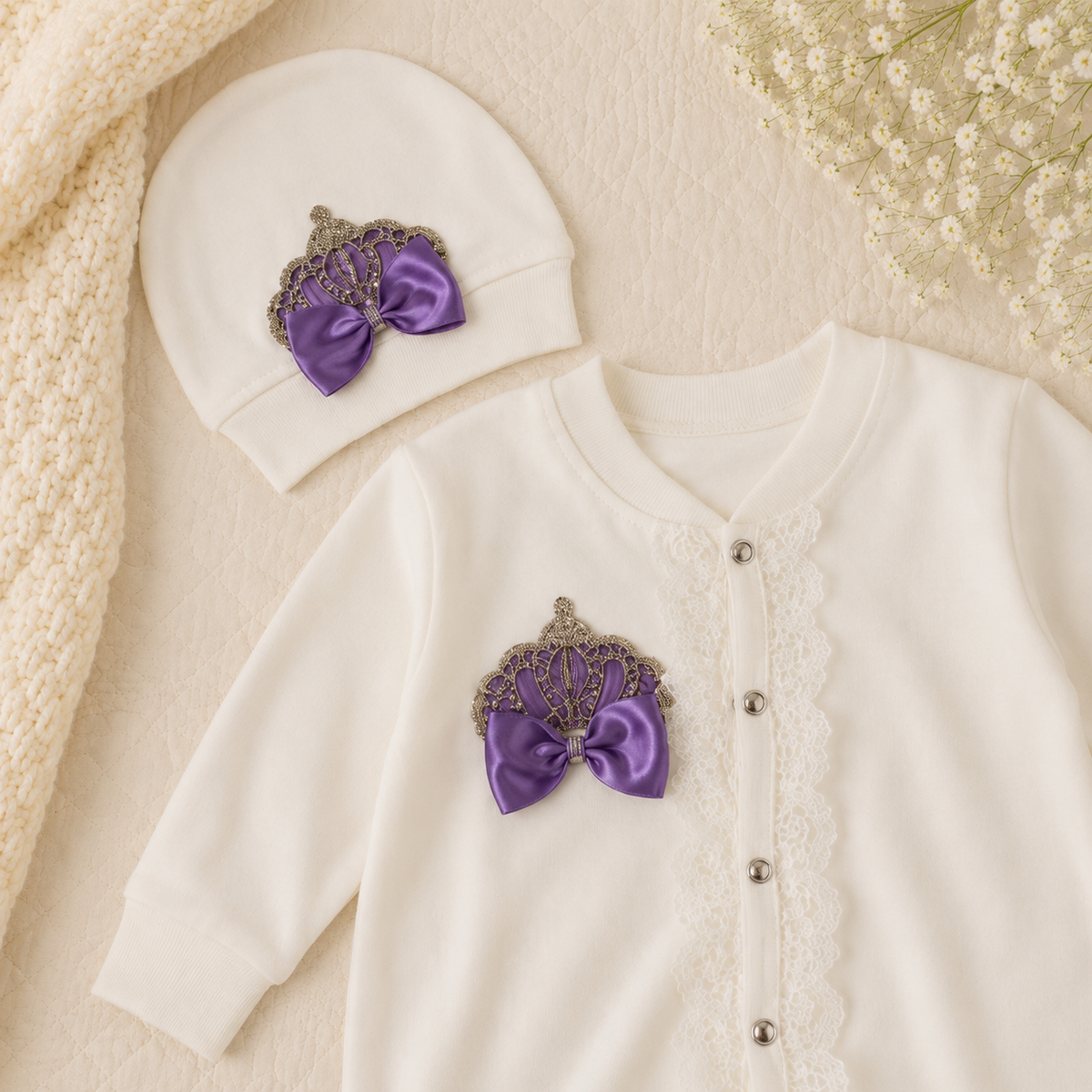 Peruvian Romper Set- Purple Crown