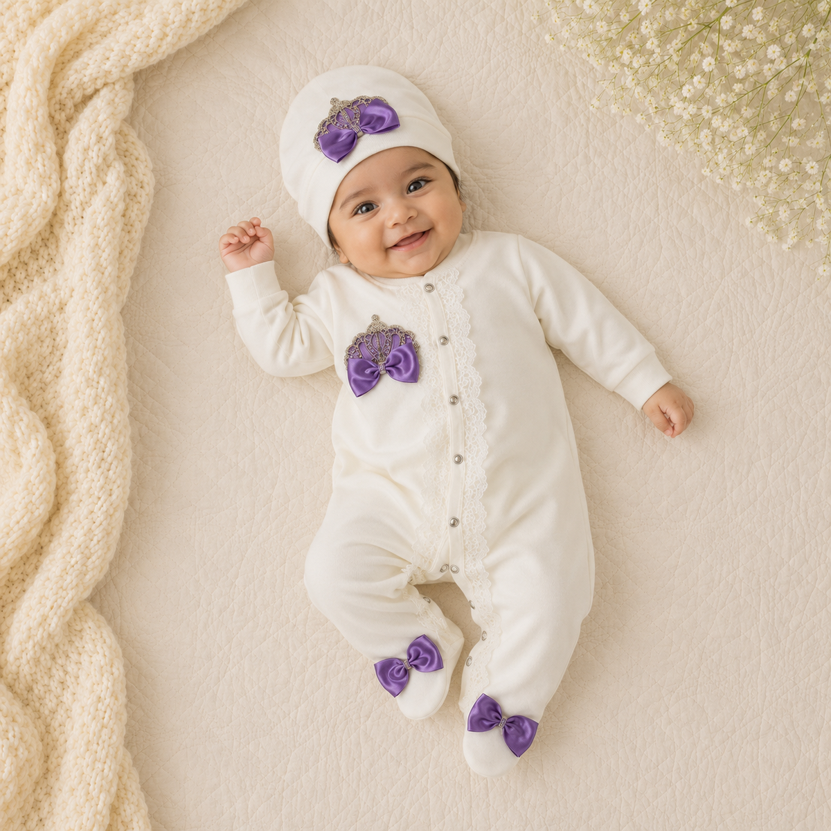 Peruvian Romper Set- Purple Crown