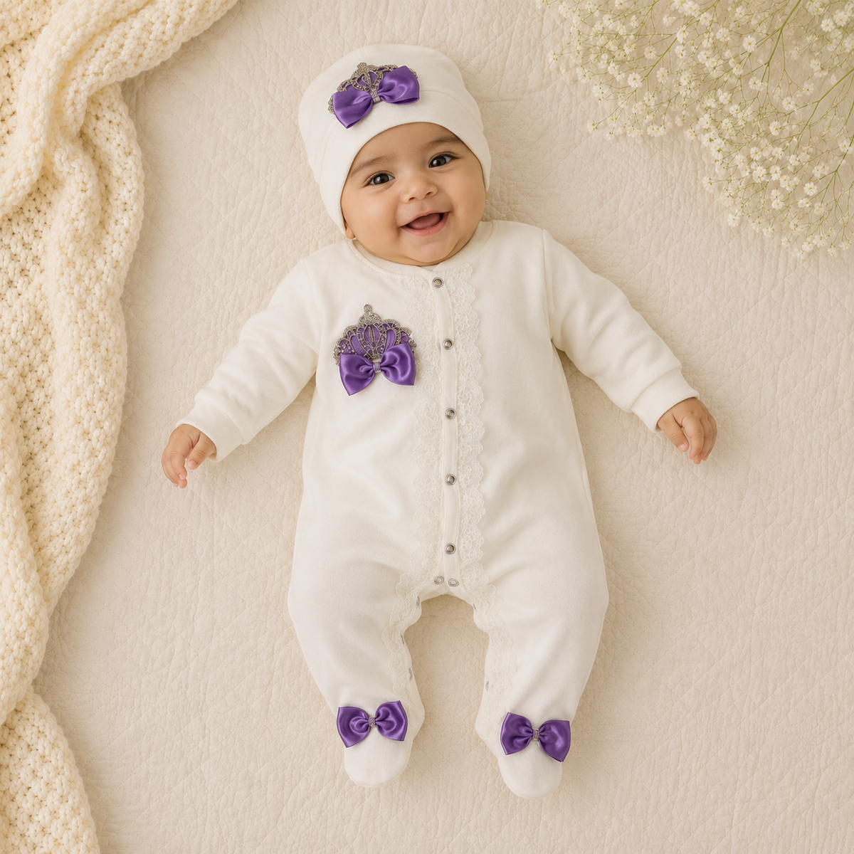 Peruvian Romper Set- Purple Crown
