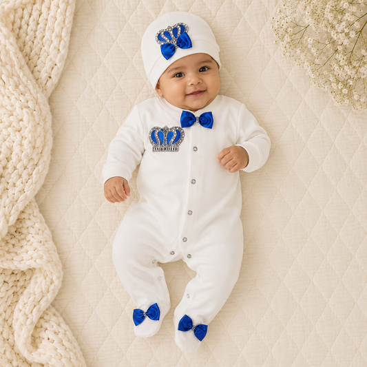 Peruvian Romper Set- Royal Blue Crown