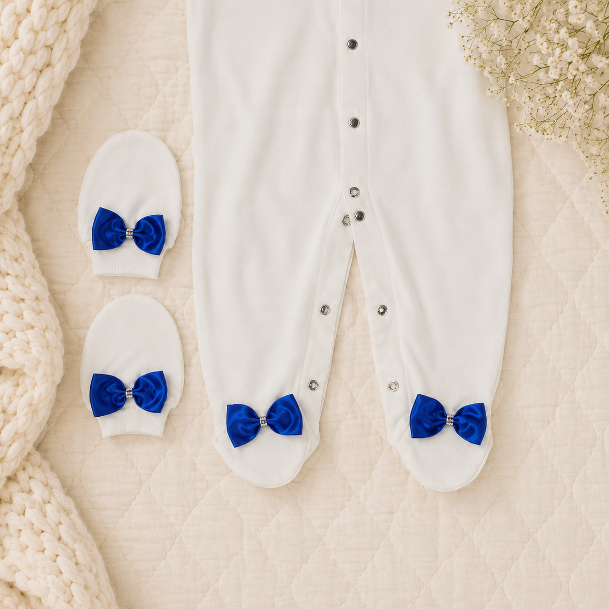 Peruvian Romper Set- Royal Blue Crown