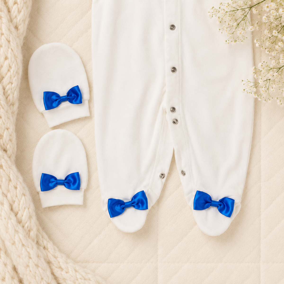 Peruvian Romper Set- Royal Blue Teddy