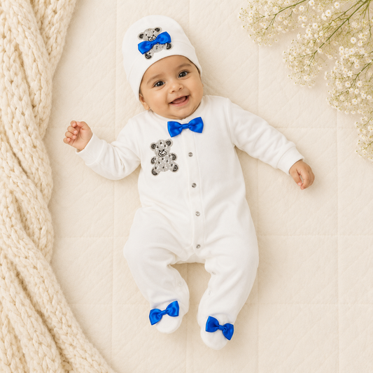 Peruvian Romper Set- Royal Blue Teddy