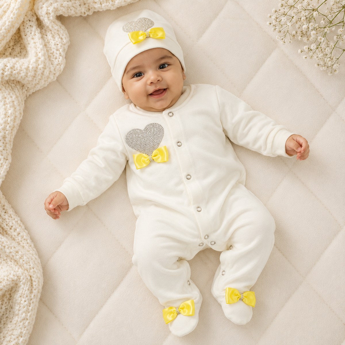 Peruvian Romper Set- Yellow Heart