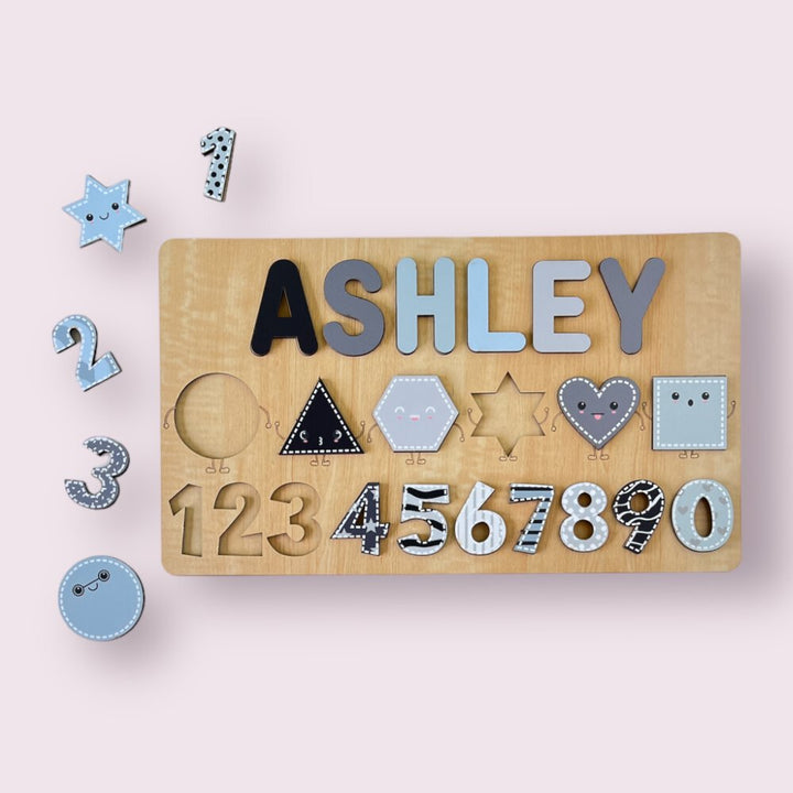 Personalised Wooden Name Puzzle- Shapes & Numbers