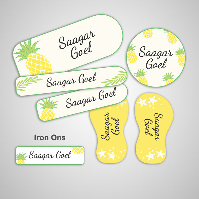 Pineapple Name Labels - Complete/Split/Iron Ons Packs