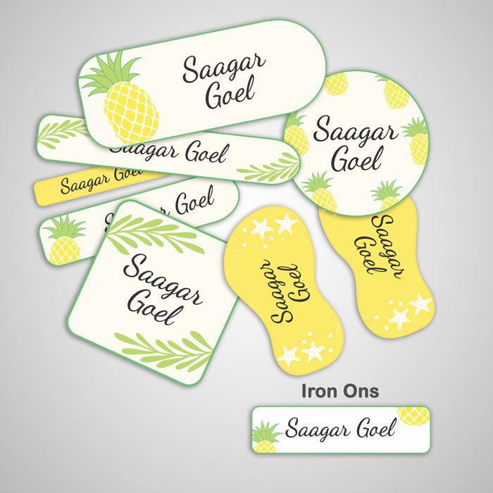 Pineapple Name Labels - Complete/Split/Iron Ons Packs