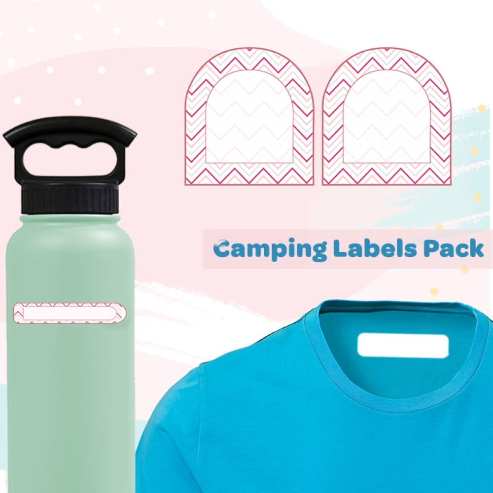 Pink Chervon Camping Labels Value Pack