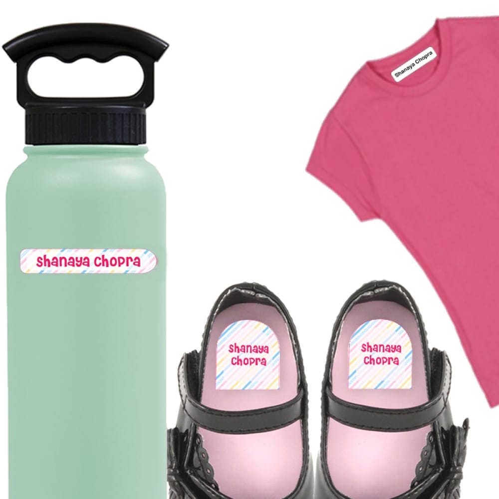 Pink Chervon Camping Labels Value Pack