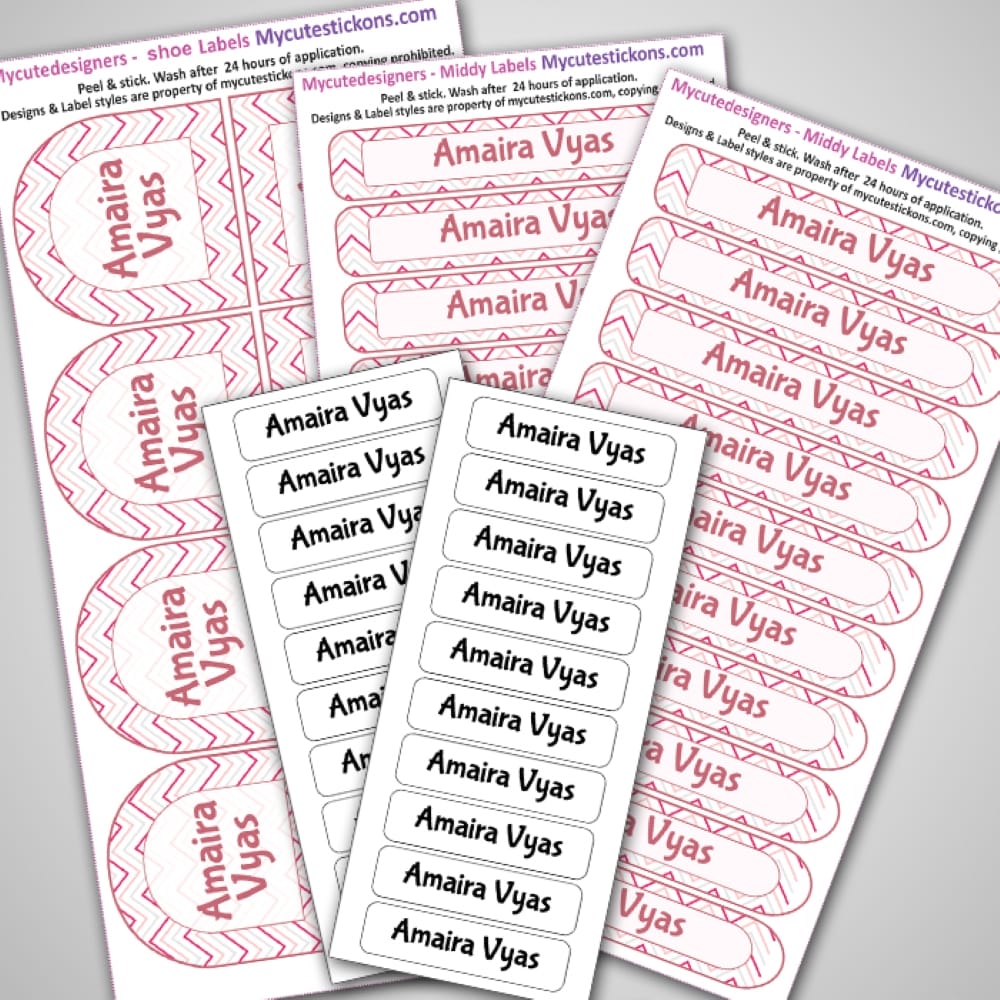 Pink Chervon Camping Labels Value Pack