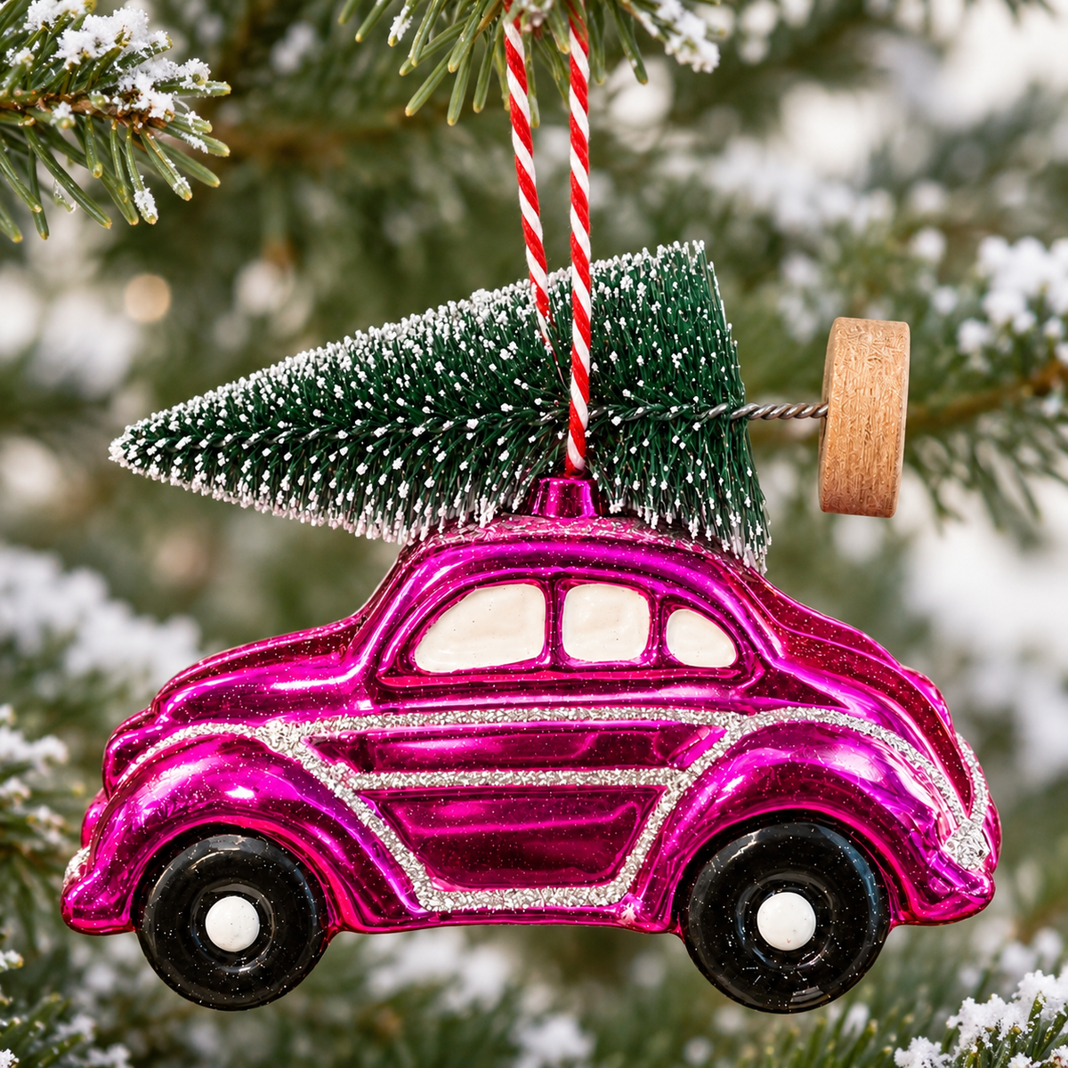 Pink Noel Car Ornament