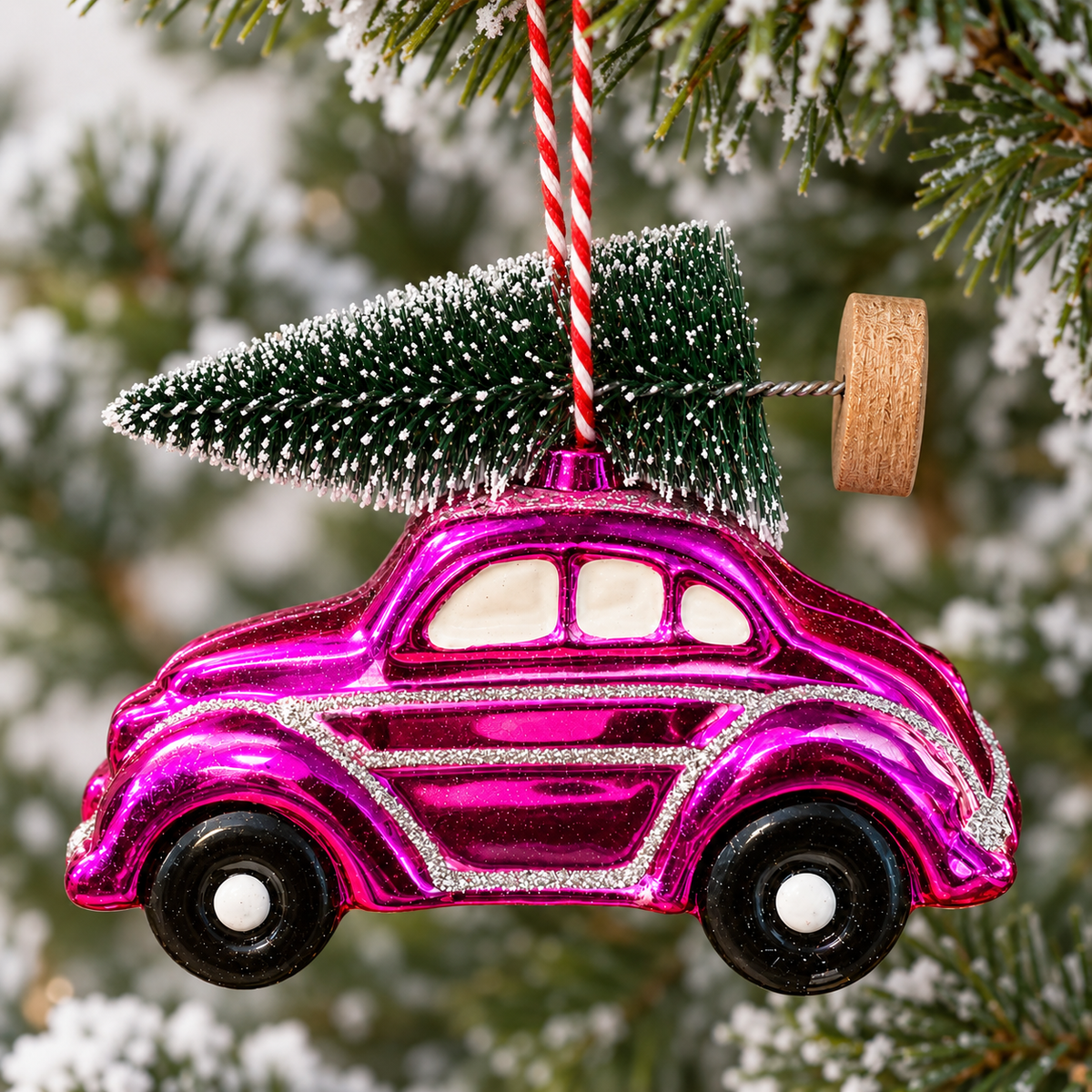 Pink Noel Car Ornament