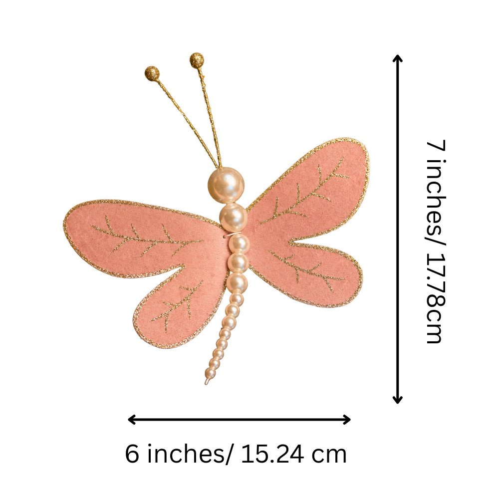 Pink Pearl Dragonfly Clip-On Tree Decoration
