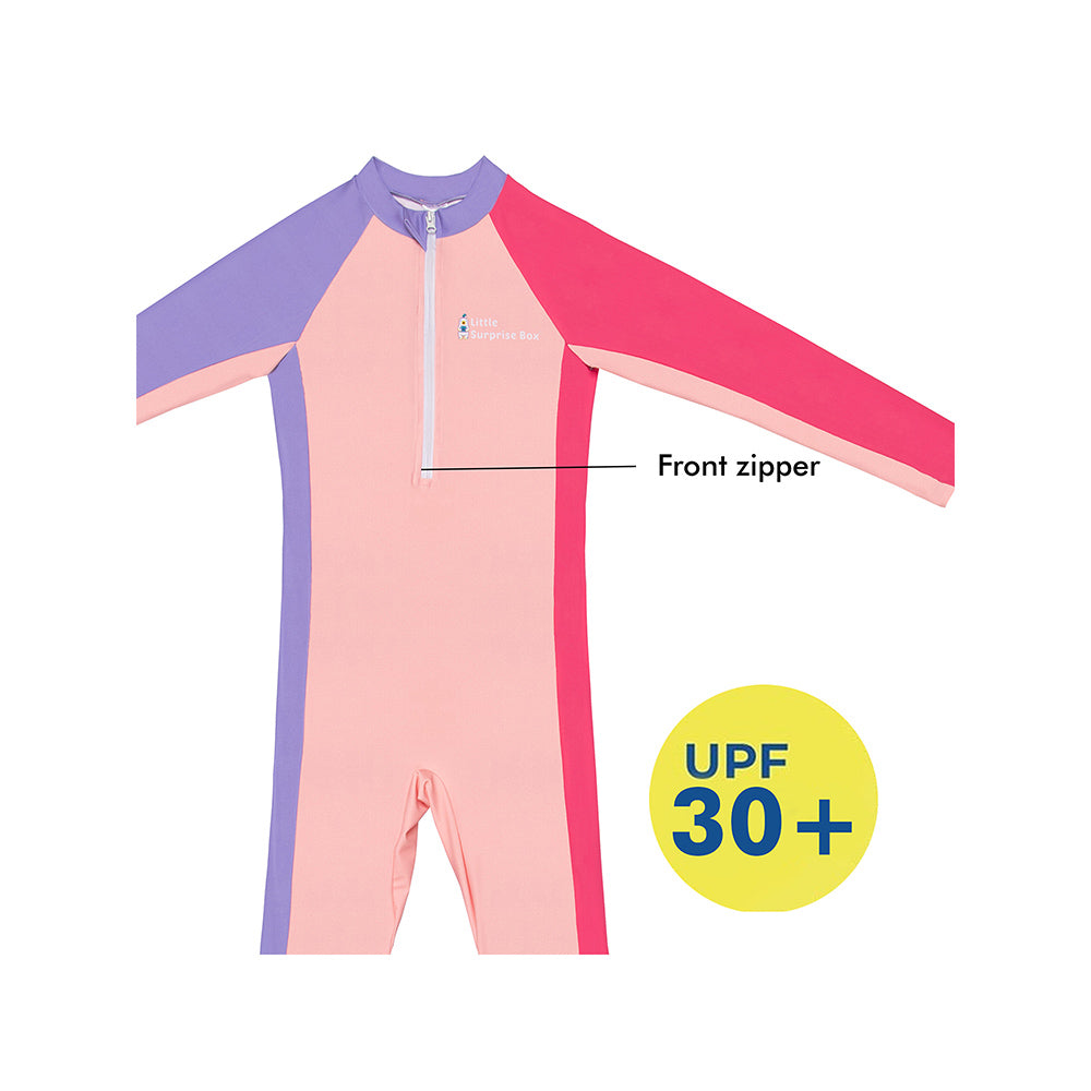 Pink Tri Colour Super Sport Swimwear for Toddlers & Kids with UPF 30+