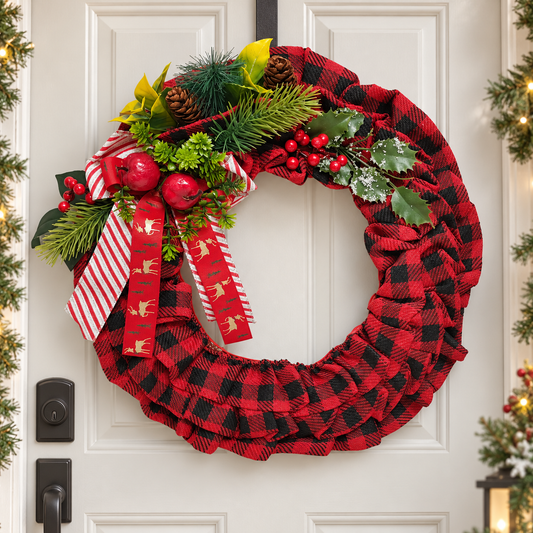 15" Plaid Charm Holiday Wreath