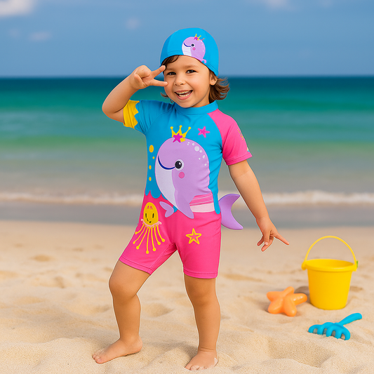 Princess Narwhal Splash Suit with Cap