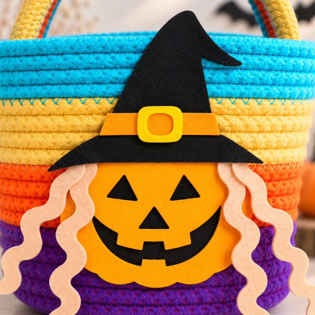 Pumpkin Witch Halloween Jute Basket