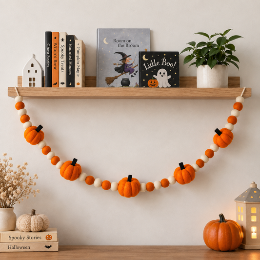Pumpkin Pompom Bunting – Autumn Glow