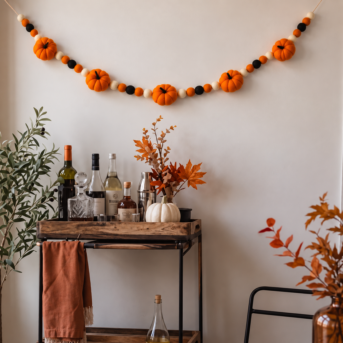 Pumpkin Pompom Bunting – Spooky Nightfall