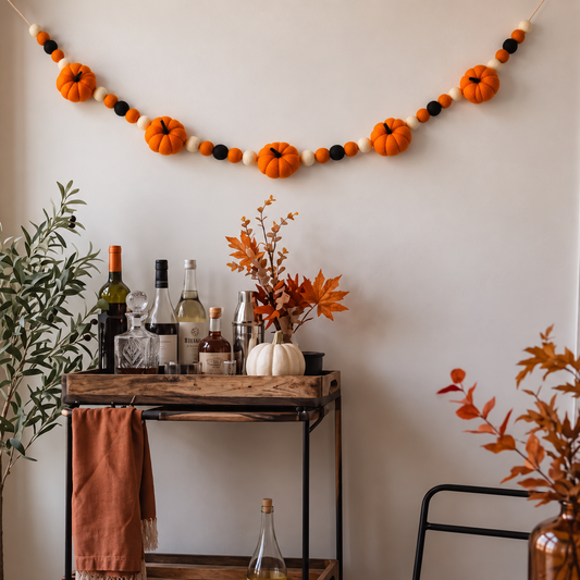 Pumpkin Pompom Bunting – Spooky Nightfall