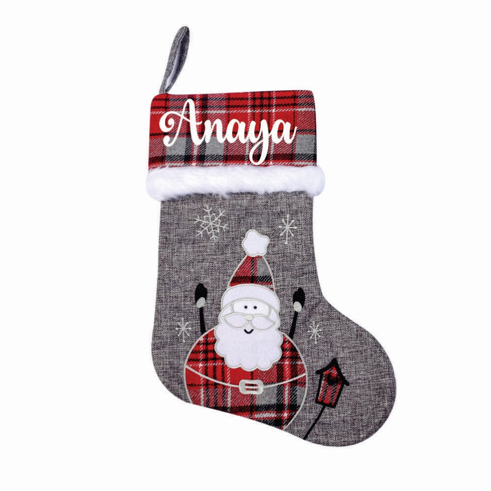 Babble Wrap Silver Bells Stocking - Happy Santa