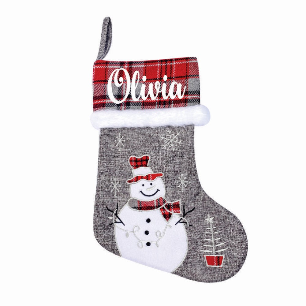 Babble Wrap Silver Bells Stocking - Snowy Snowman