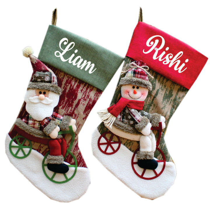 Babble Wrap Snowman On A Bike Stocking