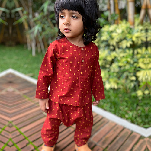 UNISEX ORGANIC MADDER RAIDANA KURTA +  MATCHING PANTS