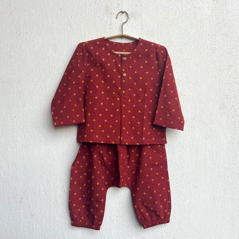 UNISEX ORGANIC MADDER RAIDANA KURTA +  MATCHING PANTS