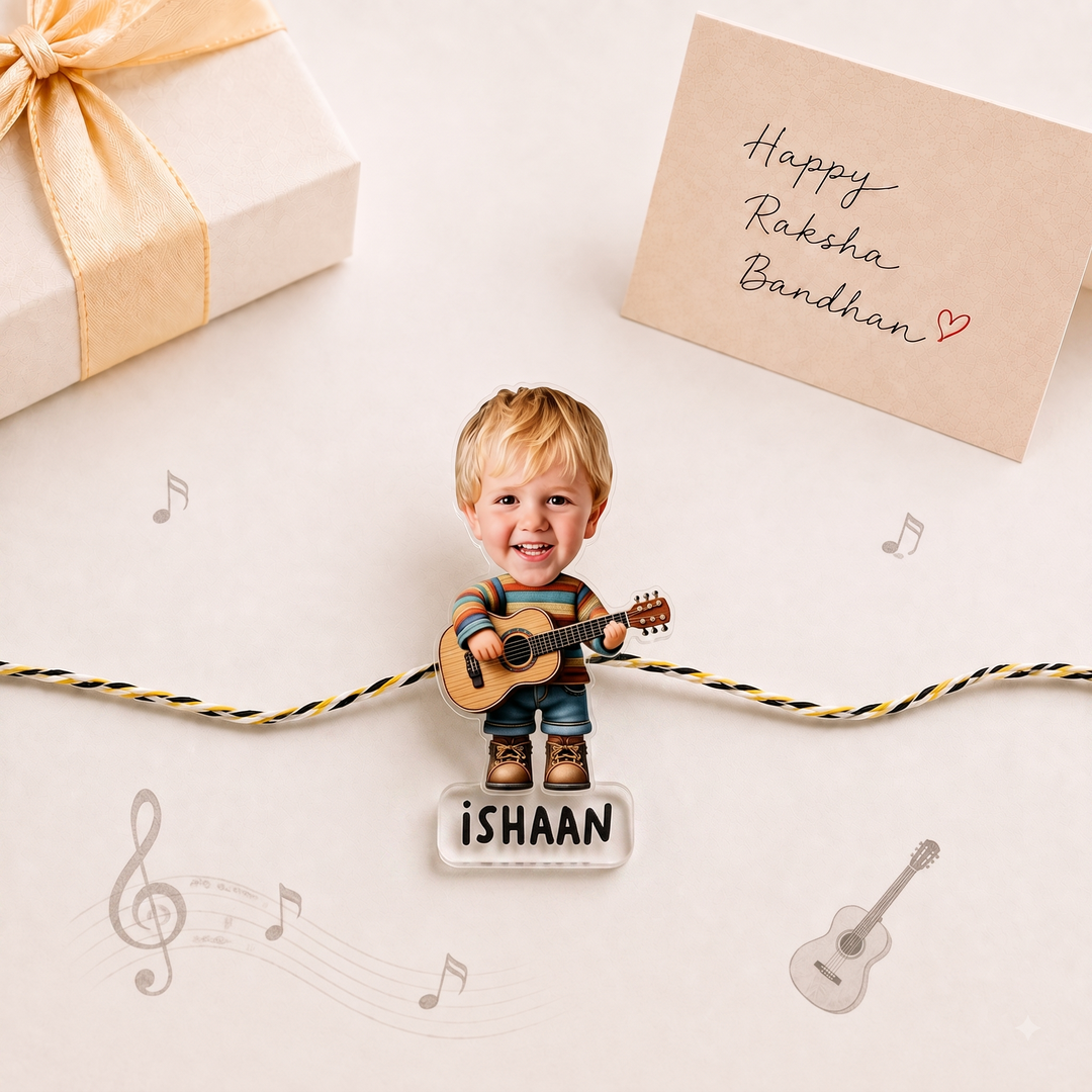 Babble Wrap Personalised Caricature Rakhi - Rockstar