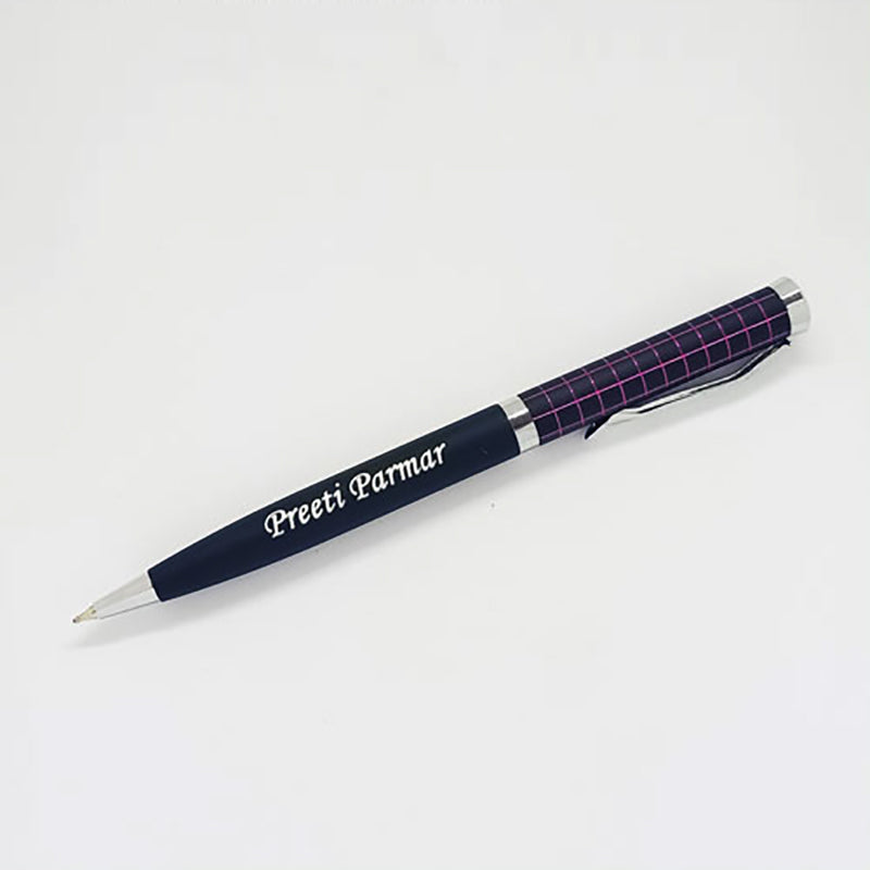 Fuschia Checkered Ball Point Pen