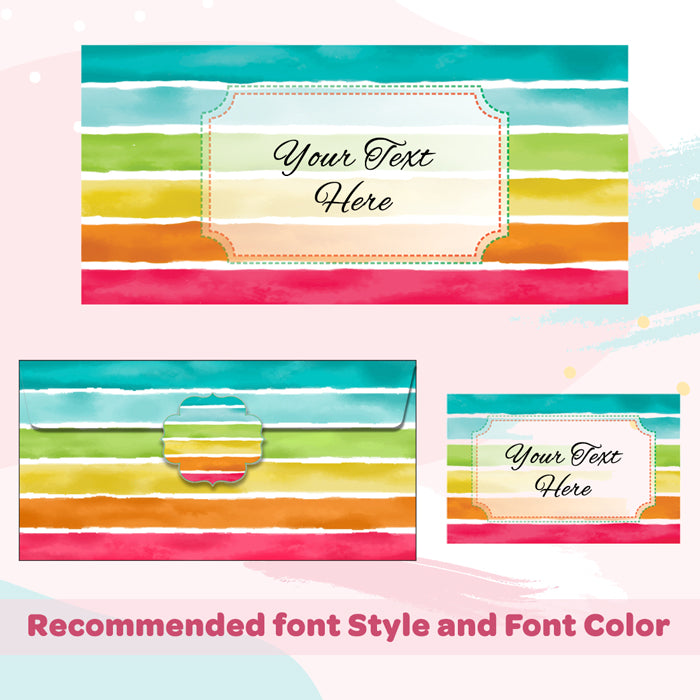 PERSONALISED GIFT ENVELOPES, CARDS & STICKERS COMBO -  RAINBOW, SET OF 130