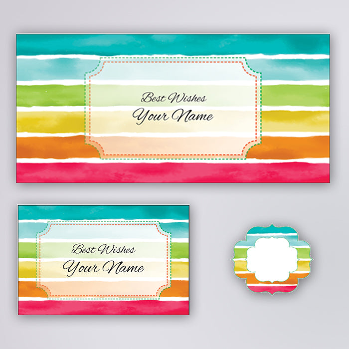 PERSONALISED GIFT ENVELOPES, CARDS & STICKERS COMBO -  RAINBOW, SET OF 130