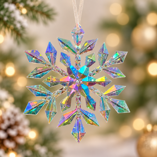 Rainbow Crystal Snowflake Tree Ornament