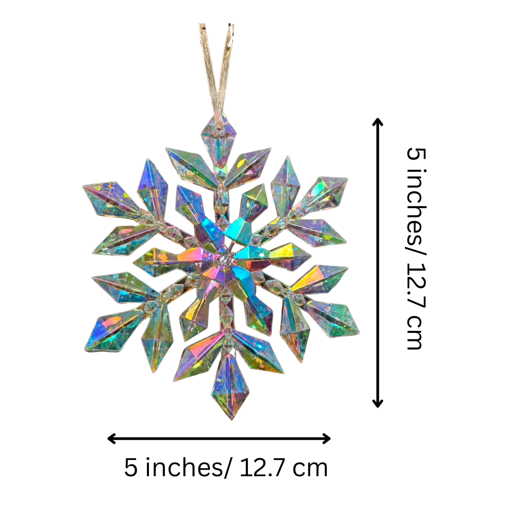 Rainbow Crystal Snowflake Tree Ornament