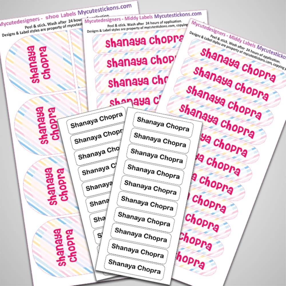 Rainbow Stripe Camping Labels Value Pack