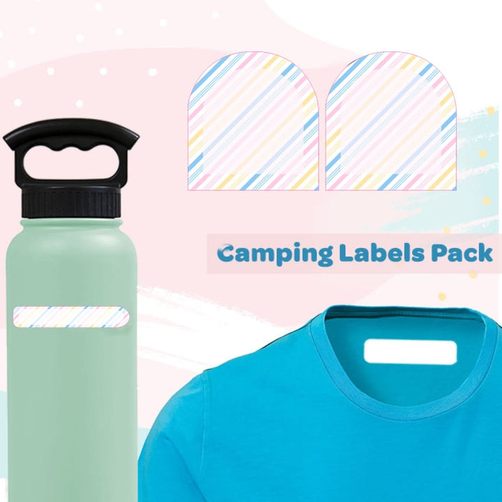 Rainbow Stripe Camping Labels Value Pack