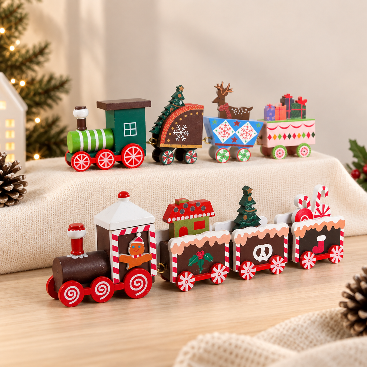 Reindeer & Candy Christmas Trains - Set of 2