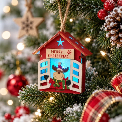 Reindeer in a Window Light Up Ornament