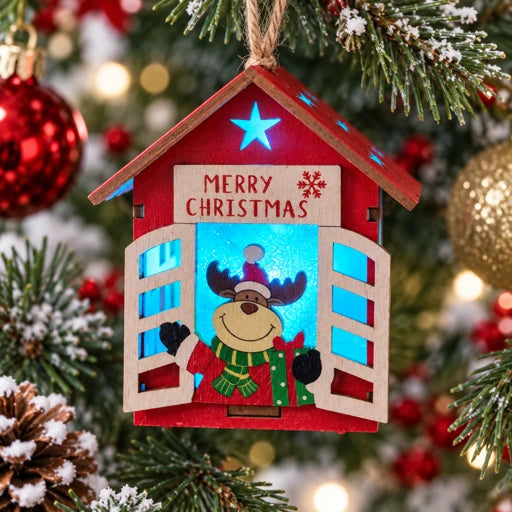 Reindeer in a Window Light Up Ornament