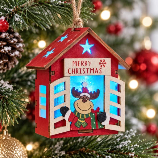 Reindeer in a Window Light Up Ornament