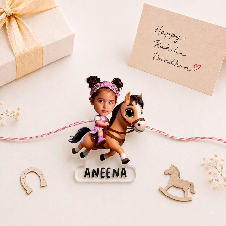 Babble Wrap Personalised Caricature Rakhi - Riding High