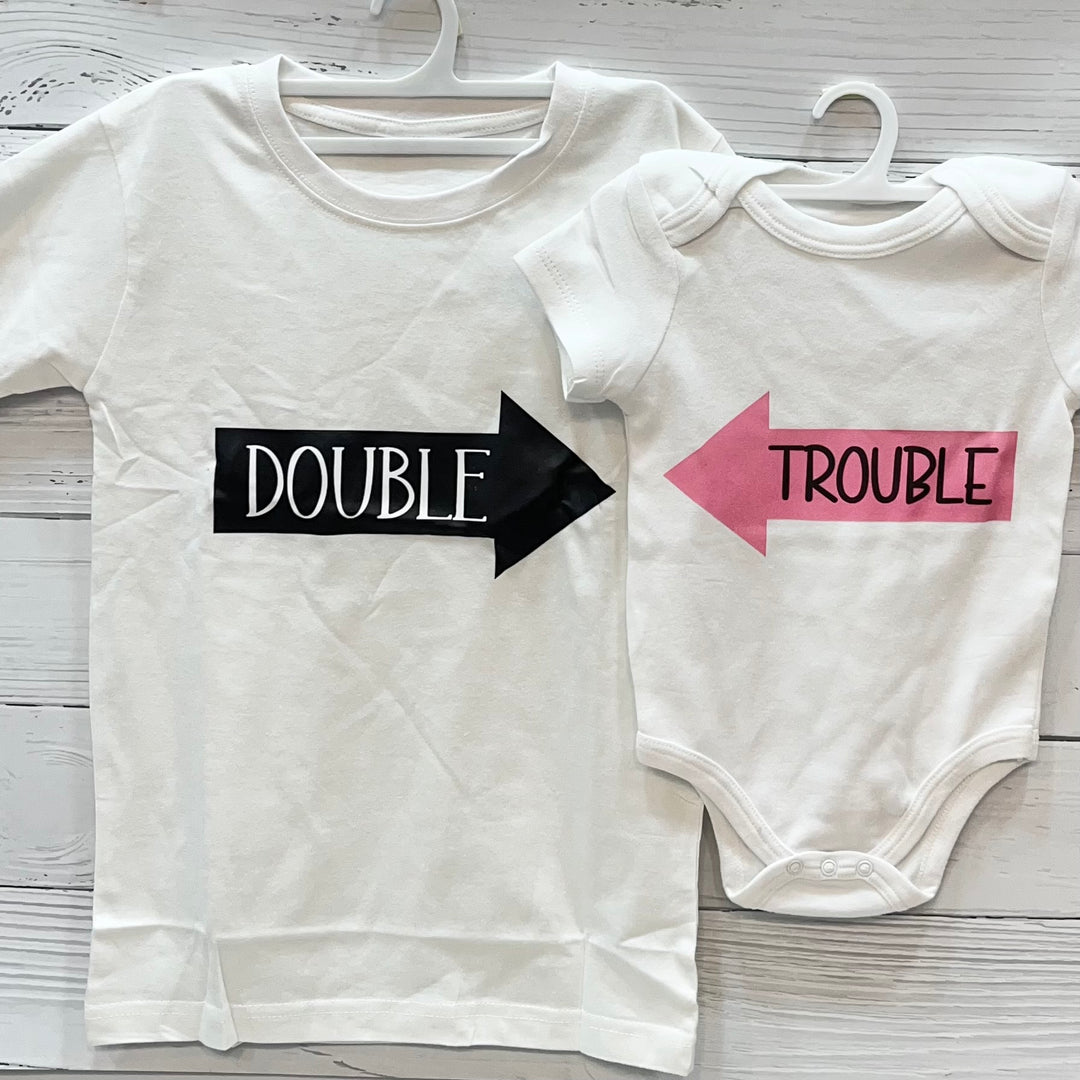 Romper & Tshirt Set - Twinning Trouble