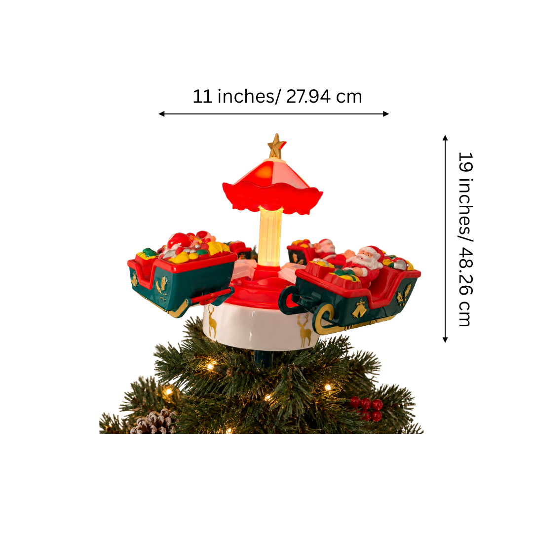 Rotating Santa Sleigh Tree Topper