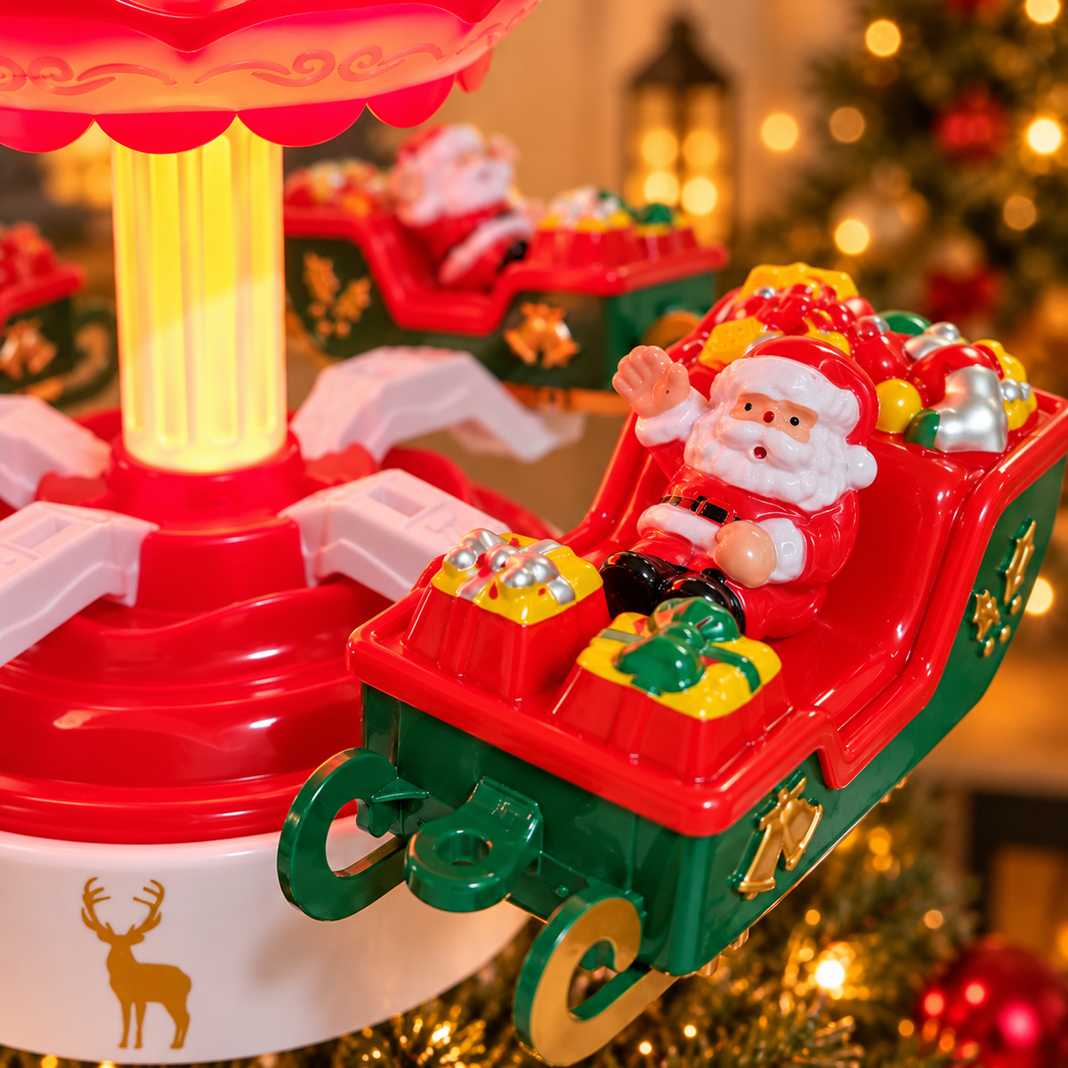 Rotating Santa Sleigh Tree Topper