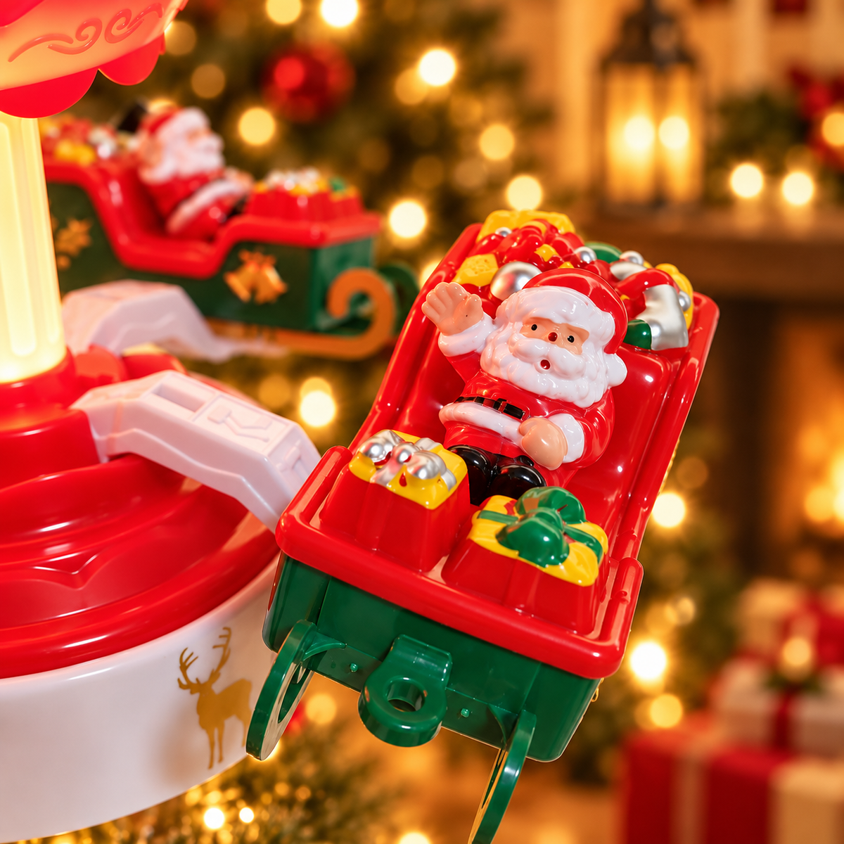 Rotating Santa Sleigh Tree Topper