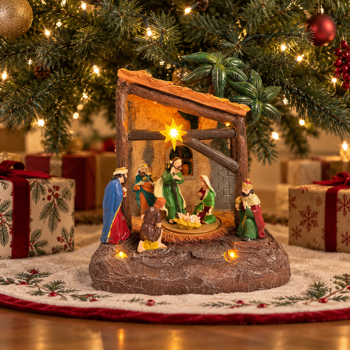 Rotating Three Wise Men Nativity Scene